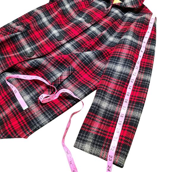 Vintage Pendleton 100% Tartan Plaid Wool Pea Coat in Women's Size M, Red & Black - Picture 10 of 14